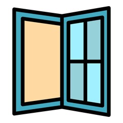 Open office window icon. Outline open office window vector icon color flat isolated