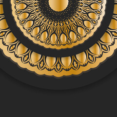 The brochure in black with a mandala in gold ornaments is ready for printing.