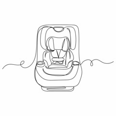 Vector continuous one single line drawing icon of reclining baby carrier in silhouette on a white background. Linear stylized.
