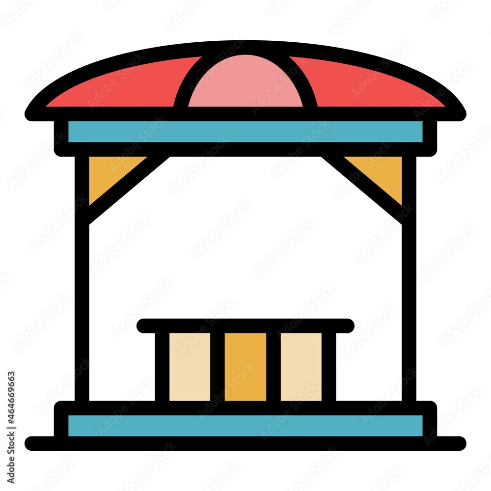 Poster gazebo structure icon. outline gazebo structure vector icon color flat isolated