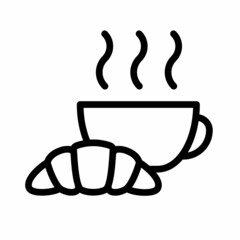 Coffee and croissant icon. Simple outline icon. Vector illustration.
