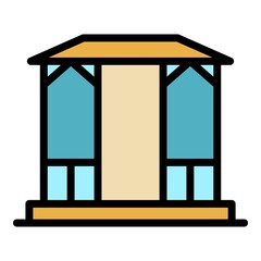 Architecture gazebo icon. Outline architecture gazebo vector icon color flat isolated
