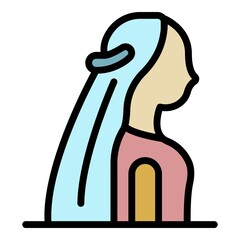 Wedding bride icon. Outline wedding bride vector icon color flat isolated