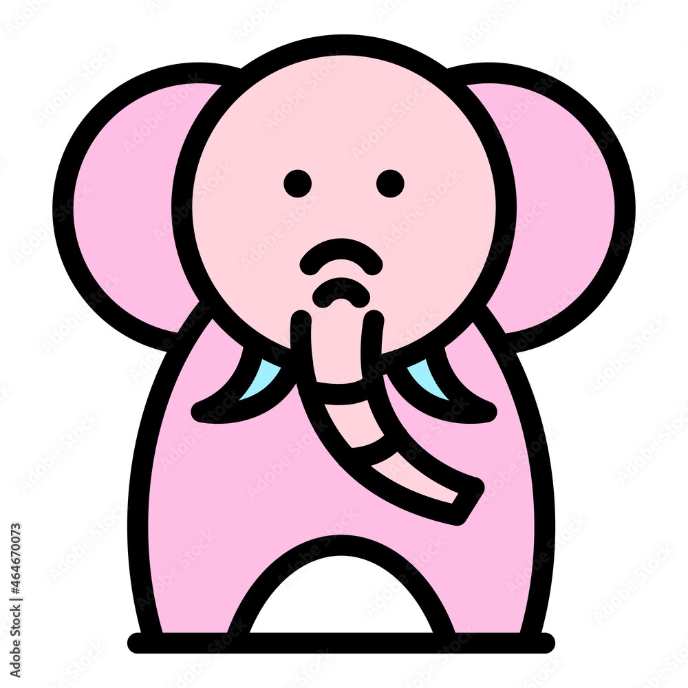 Poster front view elephant icon. outline front view elephant vector icon color flat isolated
