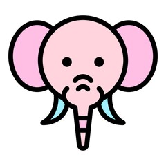 Elephant head icon. Outline elephant head vector icon color flat isolated