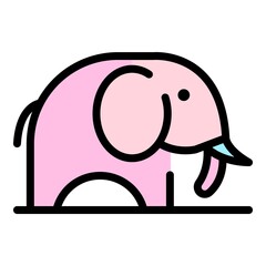 Africa elephant icon. Outline Africa elephant vector icon color flat isolated