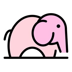 Baby elephant icon. Outline baby elephant vector icon color flat isolated
