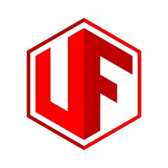 Initials logo letter UF. with a hexagon shape, modern and clean design