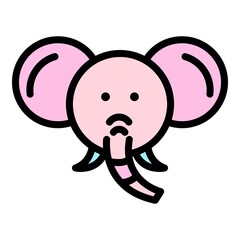 Zoo elephant icon. Outline zoo elephant vector icon color flat isolated