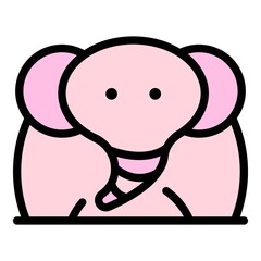Fat elephant icon. Outline fat elephant vector icon color flat isolated