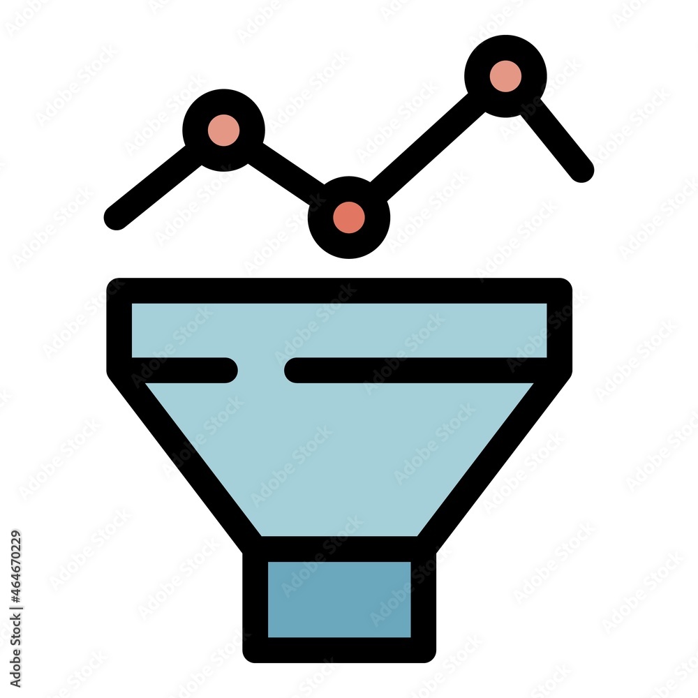 Poster graph chart funnel icon. outline graph chart funnel vector icon color flat isolated
