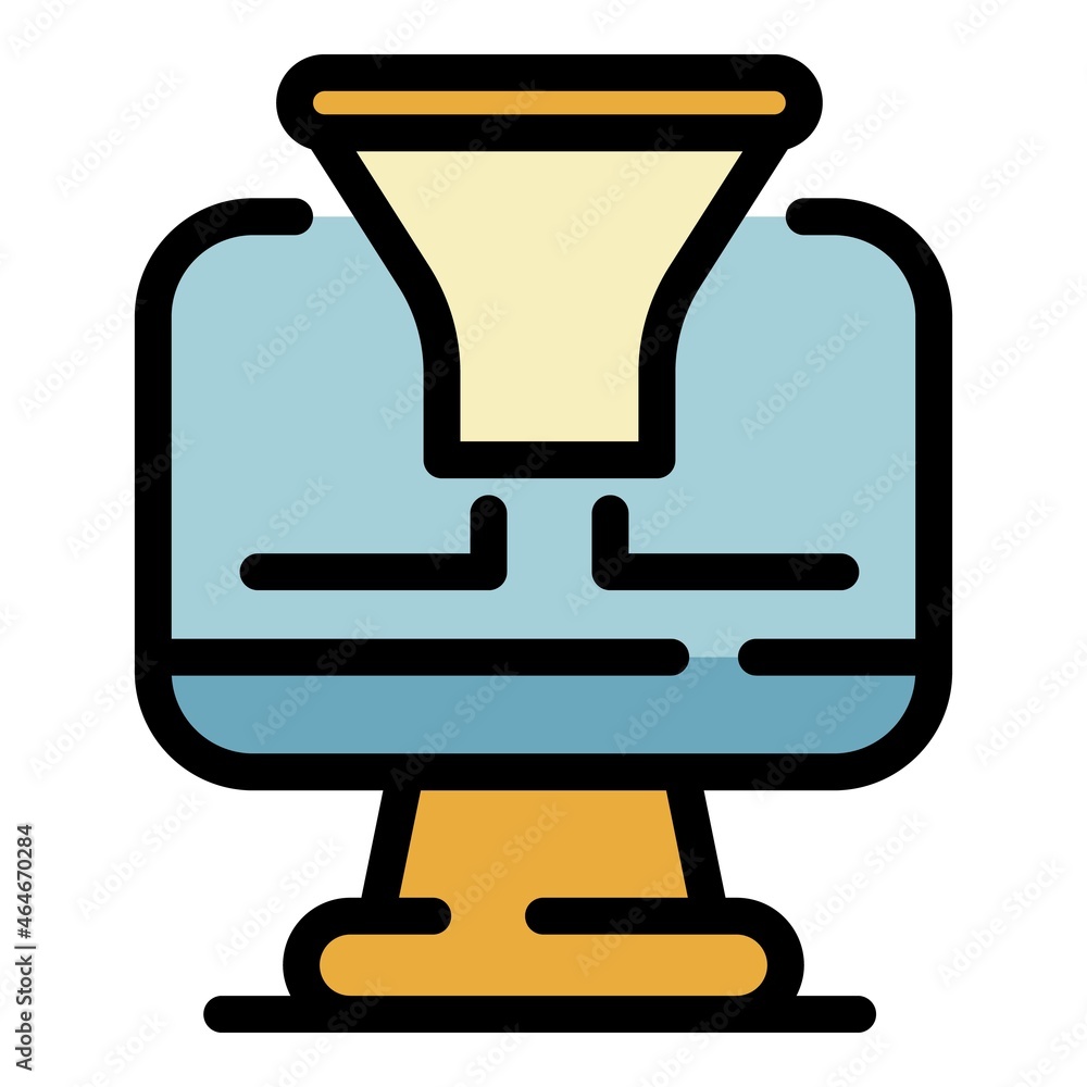 Poster monitor conversion funnel icon. outline monitor conversion funnel vector icon color flat isolated