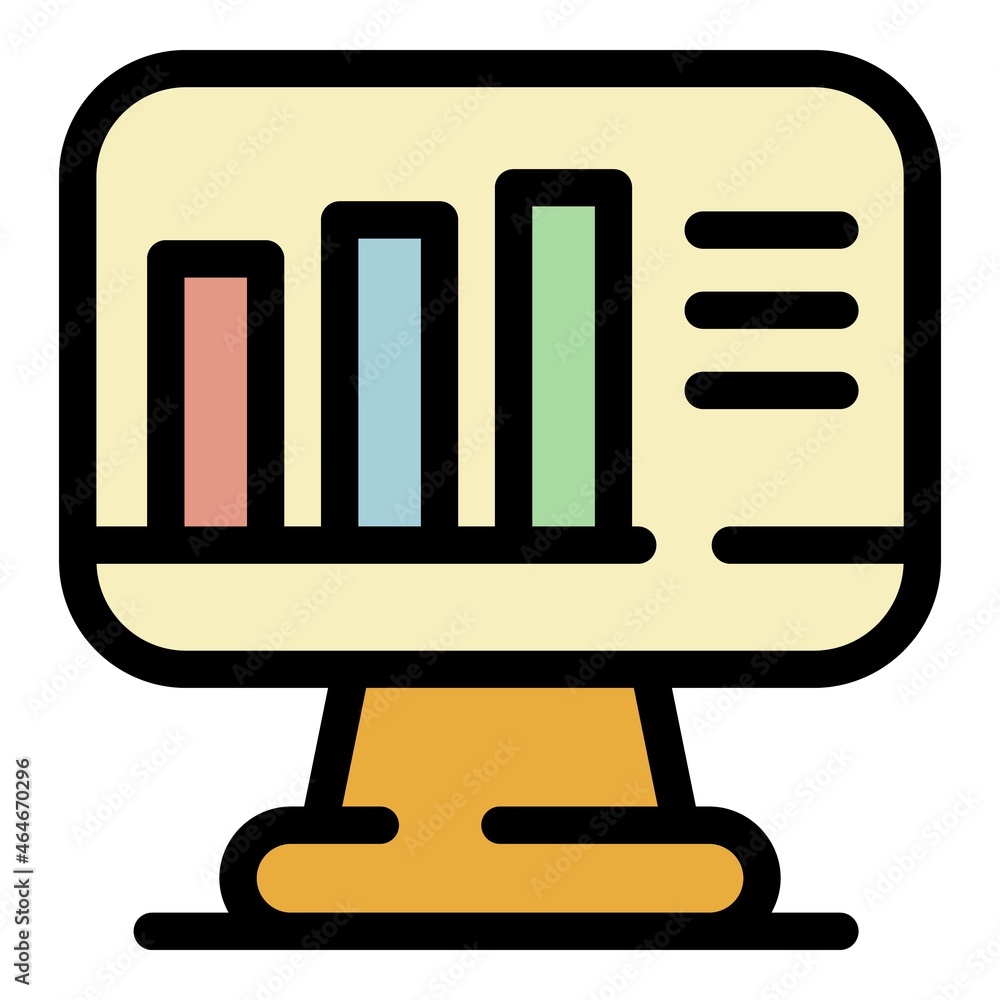 Poster monitor graph chart icon. outline monitor graph chart vector icon color flat isolated