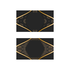 Black business card with abstract gold pattern for your contacts.