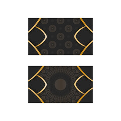 Black business card with gold mandala ornament for your personality.