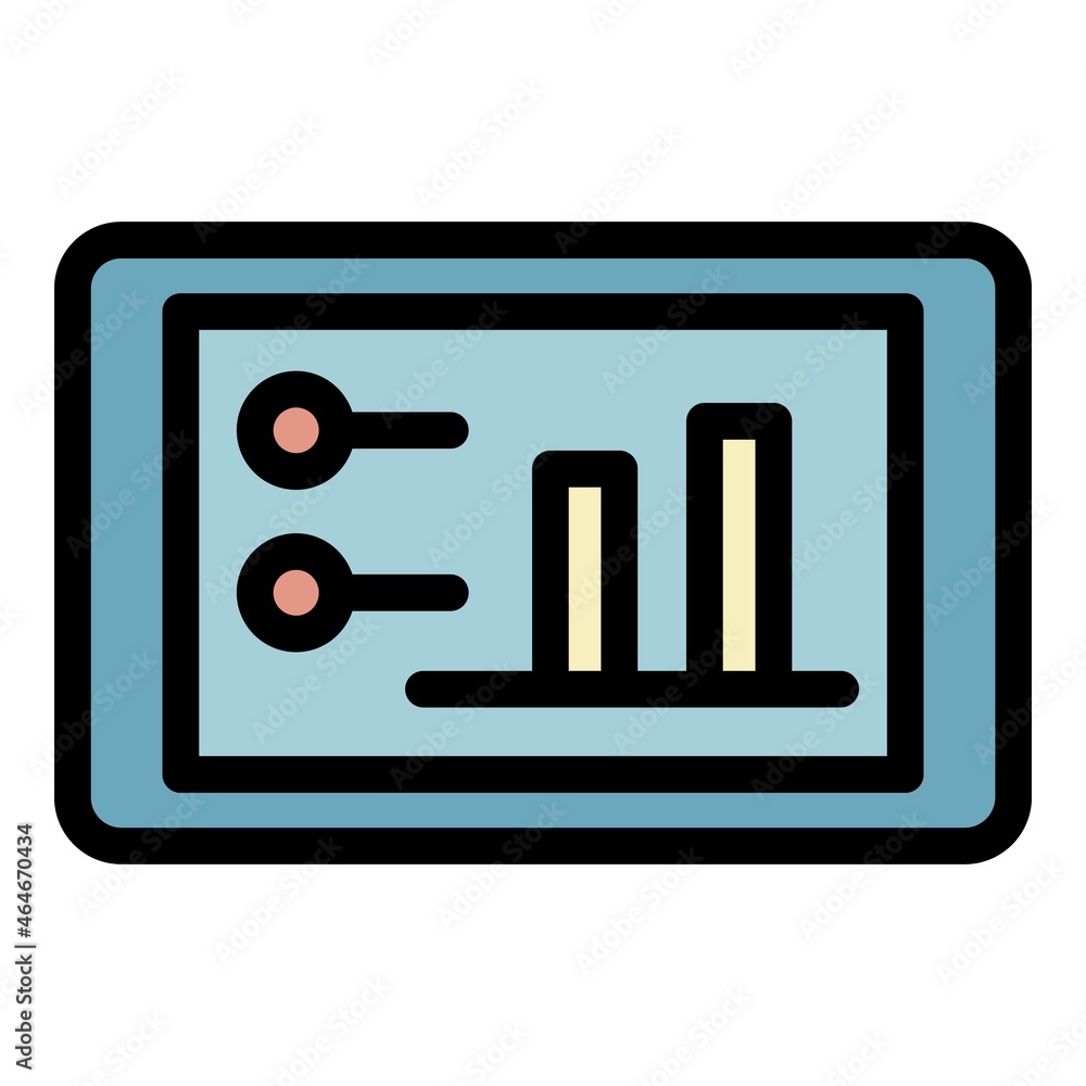Poster tablet graph chart icon. outline tablet graph chart vector icon color flat isolated