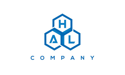 HAL three letters creative polygon hexagon logo	