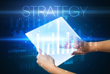 Hand holding futuristic, business concept