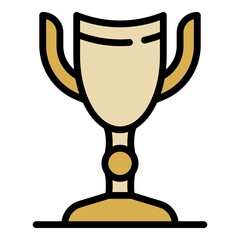 Winner cup icon. Outline winner cup vector icon color flat isolated
