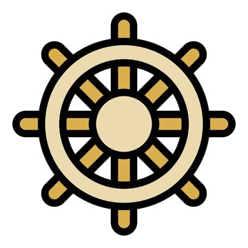 recommend clip art: Ship steering wheel icon. Outline ship steering wheel vector icon color flat isolated