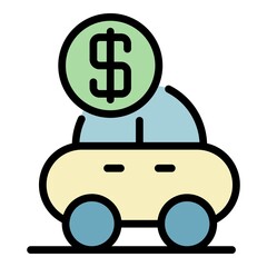 Loan car icon. Outline loan car vector icon color flat isolated