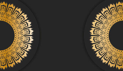 Black banner with vintage gold ornament for logo design
