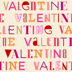 Seamless pattern of word “VALENTINE” for valentine’s day.