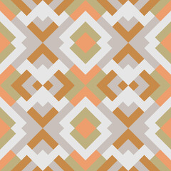 Abstract seamless pattern. Mosaic texture for textile, clown, carpeting, warp, book cover, clothes. Vector geometric background of triangles in yellow and white colors