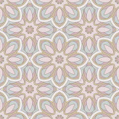 Vector seamless background. Endless colorful texture. Use for wallpaper, textile, book cover, clothes. In soft blue and beige colors