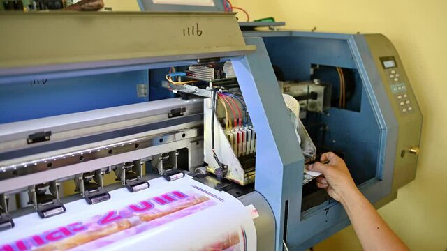 Large format inkjet printer with printing on paper vinyl