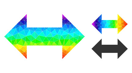 lowpoly horizontal exchange arrows icon with rainbow colored. Spectrum colorful polygonal horizontal exchange arrows vector is constructed of random colorful triangles.