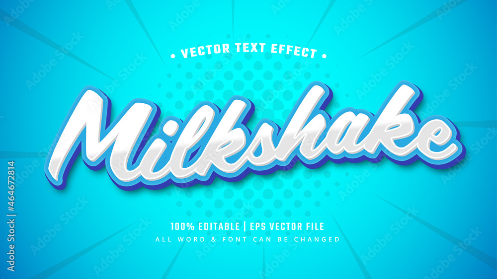 Poster milkshake playful 3d text style effect. editable illustrator text style.