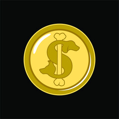 Playful, Modern, 3D, Professional Gold Colored Letter S Dog Bone Coin Money Signs Logo Brand Identity Vector