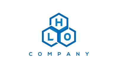 HLO three letters creative polygon hexagon logo	