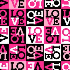 Seamless pattern of word “LOVE” for valentine’s day.