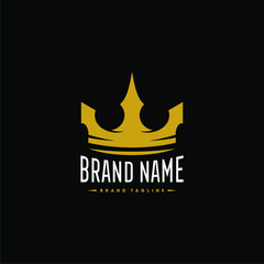 Modern, Minimalist, Youthful, Professional Gold Colored Crown General Bussines Company Brand Identity Vector