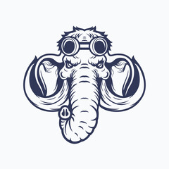 Modern, Monochrome, Stunning, Cartoon Mammoth Elephant Mascot Sport Vector Logo Illustration