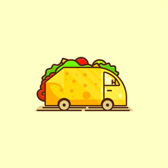 Modern, Flat, Playful, Professional, Taco Car Logo Food And Drink Vector Design Illustration