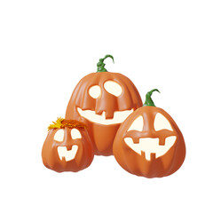 Halloween Funny Lantern Jack Pumpkin Isolated on white Background. 3D Illustration.
