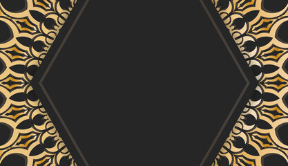 Black banner with antique gold pattern and logo space