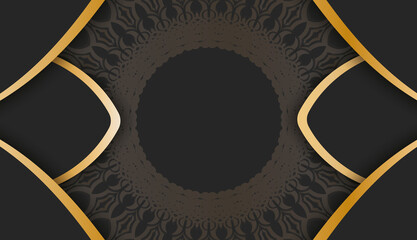 Baner of black color with a mandala with a gold ornament and a place for the text