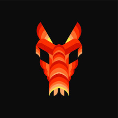 Playful, Vibrant, Gradient Colored Geometric Dragon Mask Vector Illustration