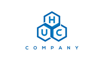 HUC three letters creative polygon hexagon logo	