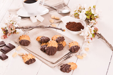 Obraz na płótnie Canvas Butter cookies with chocolate.