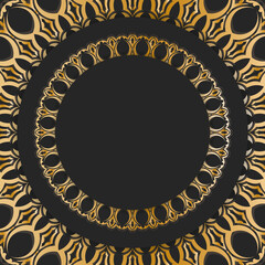 Black postcard with antique gold ornaments for your brand.