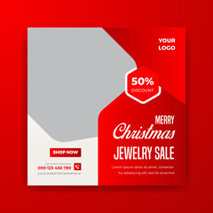 Merry Christmas Happy New Year Jewelry Sale Social Media Post Web banner Or Square Flyer Template Design