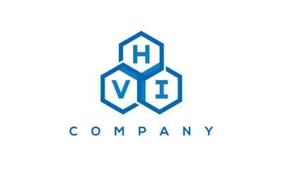 HVI three letters creative polygon hexagon logo	