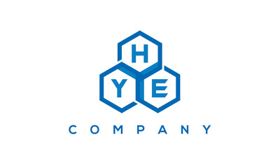 HYE three letters creative polygon hexagon logo	