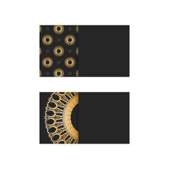 Business card in black with abstract gold pattern for your business.