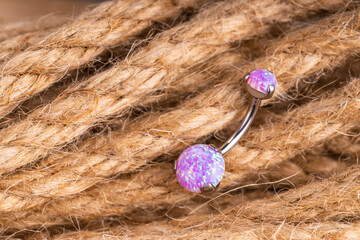 Beautiful piercing jewelry. Macro shot. Selective focus.